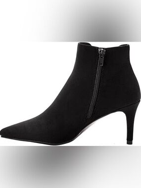 Alfani Classic Black Suede Pointed Toe Ankle Bootie with Side Zip